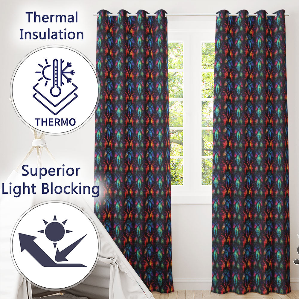 Vibrant Stained Glass Gothic Arch Multicolour Seamless Pattern  Readymade Eyelet Ring Top Thermal 100% Blackout Curtains