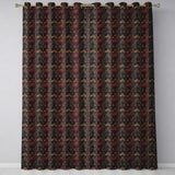 Dark Gothic Ornamental Floral Red Gold and Charcoal Seamless Pattern  Readymade Eyelet Ring Top Thermal 100% Blackout Curtains