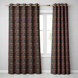 Dark Gothic Ornamental Floral Red Gold and Charcoal Seamless Pattern  Readymade Eyelet Ring Top Thermal 100% Blackout Curtains