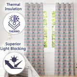 Pastel Art Nouveau Floral Soft Pink and Blue Seamless Pattern  Readymade Eyelet Ring Top Thermal 100% Blackout Curtains
