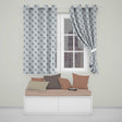 Traditional Blue Floral Vine Pattern Cream Background Seamless Pattern  Readymade Eyelet Ring Top Thermal 100% Blackout Curtains