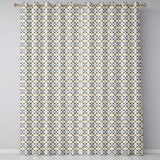 Stylish Black Gold Floral Tile Motif Seamless Pattern  Readymade Eyelet Ring Top Thermal 100% Blackout Curtains