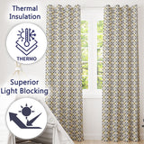 Stylish Black Gold Floral Tile Motif Seamless Pattern  Readymade Eyelet Ring Top Thermal 100% Blackout Curtains