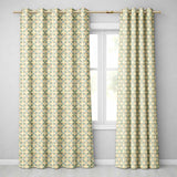 Orange Teal Geometric Floral Tile Seamless Pattern  Readymade Eyelet Ring Top Thermal 100% Blackout Curtains