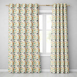 Whimsical Tribal Village Houses TreesAbstract Landscape Seamless Pattern  Readymade Eyelet Ring Top Thermal 100% Blackout Curtains