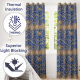 Blue Galaxy Gold Star Glitter Seamless Pattern  Readymade Eyelet Ring Top Thermal 100% Blackout Curtains
