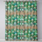 Teal Gold Fleur De Lis Ornament Seamless Pattern  Readymade Eyelet Ring Top Thermal 100% Blackout Curtains