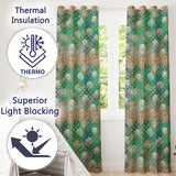 Teal Gold Fleur De Lis Ornament Seamless Pattern  Readymade Eyelet Ring Top Thermal 100% Blackout Curtains