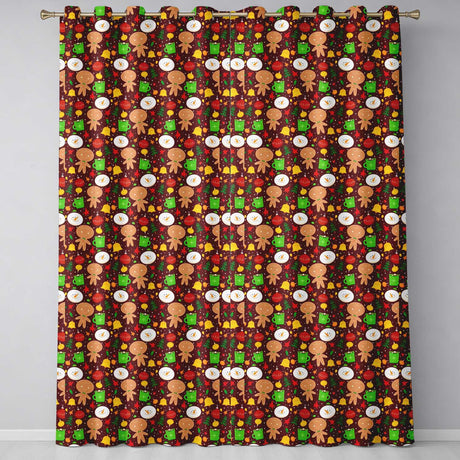 Cute Gingerbread Snowman Mug Ornament Seamless Pattern  Readymade Eyelet Ring Top Thermal 100% Blackout Curtains