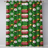 Cute Snowman Ornament Star Snowflake Seamless Pattern  Readymade Eyelet Ring Top Thermal 100% Blackout Curtains