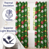 Cute Snowman Ornament Star Snowflake Seamless Pattern  Readymade Eyelet Ring Top Thermal 100% Blackout Curtains