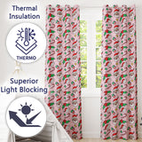 Cute Santa Holly Candy Cane Bauble Seamless Pattern  Readymade Eyelet Ring Top Thermal 100% Blackout Curtains