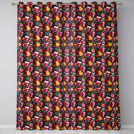 Cute Christmas Ice Skates Bells Candy Canes Mug Winter Seamless Pattern  Readymade Eyelet Ring Top Thermal 100% Blackout Curtains