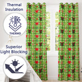 Cute Christmas Trees Hearts Gifts Green Plaid Seamless Pattern  Readymade Eyelet Ring Top Thermal 100% Blackout Curtains