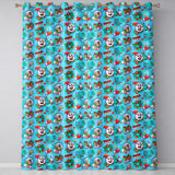 Cute Snowman Xmas Day Wreath Gifts Festive Seamless Pattern  Readymade Eyelet Ring Top Thermal 100% Blackout Curtains