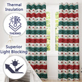 Cute Festive Knitted Texture Red Green White Cozy Seamless Pattern  Readymade Eyelet Ring Top Thermal 100% Blackout Curtains