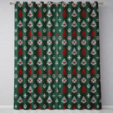 Cute Green Knitted Christmas Tree Reindeer Snowflake Nordic Seamless Pattern  Readymade Eyelet Ring Top Thermal 100% Blackout Curtains