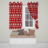 Cute Red Knitted Christmas Tree Snowflake Nordic Fair Isle Seamless Pattern  Readymade Eyelet Ring Top Thermal 100% Blackout Curtains
