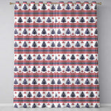 Cute Red White Blue Nordic Christmas Tree Snowflake Seamless Pattern  Readymade Eyelet Ring Top Thermal 100% Blackout Curtains