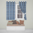 Cute Blue Knitted Winter Heart Snowflake Nordic Seamless Pattern  Readymade Eyelet Ring Top Thermal 100% Blackout Curtains