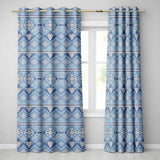 Cute Blue Knitted Winter Heart Snowflake Nordic Seamless Pattern  Readymade Eyelet Ring Top Thermal 100% Blackout Curtains