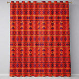 Cute Red Orange Knitted Heart Nordic Warm Festive Seamless Pattern  Readymade Eyelet Ring Top Thermal 100% Blackout Curtains