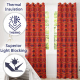 Cute Red Orange Knitted Heart Nordic Warm Festive Seamless Pattern  Readymade Eyelet Ring Top Thermal 100% Blackout Curtains