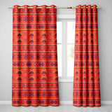 Cute Red Orange Knitted Heart Nordic Warm Festive Seamless Pattern  Readymade Eyelet Ring Top Thermal 100% Blackout Curtains
