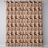 Cute Beige Nordic Reindeer Gift Christmas Knitted Seamless Pattern  Readymade Eyelet Ring Top Thermal 100% Blackout Curtains