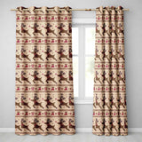 Cute Beige Nordic Reindeer Gift Christmas Knitted Seamless Pattern  Readymade Eyelet Ring Top Thermal 100% Blackout Curtains