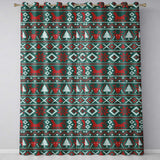 Cute Green Red Nordic Animal Winter Festive Knitted Seamless Pattern  Readymade Eyelet Ring Top Thermal 100% Blackout Curtains