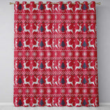 Cute Red Nordic Reindeer Snowflake Christmas Knitted Seamless Pattern  Readymade Eyelet Ring Top Thermal 100% Blackout Curtains