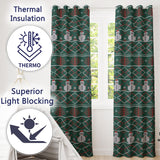 Cute Green Nordic Llama Alpaca Winter Christmas Knitted Seamless Pattern  Readymade Eyelet Ring Top Thermal 100% Blackout Curtains
