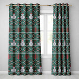 Cute Green Nordic Llama Alpaca Winter Christmas Knitted Seamless Pattern  Readymade Eyelet Ring Top Thermal 100% Blackout Curtains