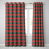 Classic Nordic Christmas Ornament Heart Stripe Knit Seamless Pattern  Readymade Eyelet Ring Top Thermal 100% Blackout Curtains