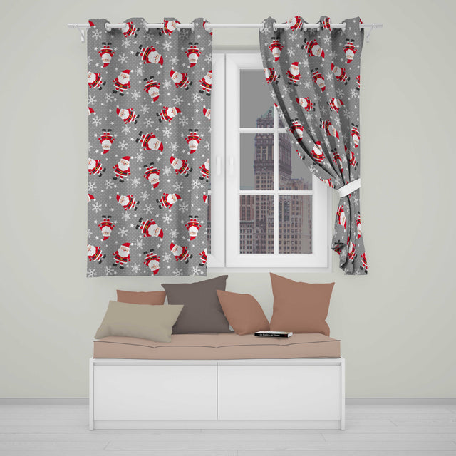 Cute Santa Claus Snowflake Winter Seamless Pattern  Readymade Eyelet Ring Top Thermal 100% Blackout Curtains