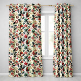 Festive Christmas Stars Ornaments Holly Leaves Seamless Pattern  Readymade Eyelet Ring Top Thermal 100% Blackout Curtains