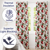 Cute Christmas Stockings Gifts Candy Cane Holly Seamless Pattern  Readymade Eyelet Ring Top Thermal 100% Blackout Curtains