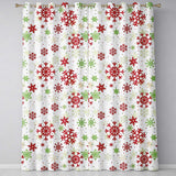 Classic Red Green Snowflake Holiday Seamless Pattern  Readymade Eyelet Ring Top Thermal 100% Blackout Curtains