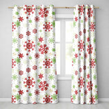 Classic Red Green Snowflake Holiday Seamless Pattern  Readymade Eyelet Ring Top Thermal 100% Blackout Curtains