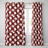 Cute Santa Face Red Snow Background Christmas Seamless Pattern  Readymade Eyelet Ring Top Thermal 100% Blackout Curtains