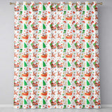 Watercolor Santa Sleigh Reindeer Christmas Seamless Pattern  Readymade Eyelet Ring Top Thermal 100% Blackout Curtains