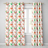 Watercolor Santa Sleigh Reindeer Christmas Seamless Pattern  Readymade Eyelet Ring Top Thermal 100% Blackout Curtains