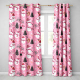 Pink Snowman Candy Cane Christmas Festive Pattern Readymade Eyelet Ring Top Thermal 100% Blackout Curtains