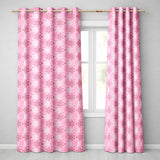 Pink Glitter Snowflake Festive Winter Repeat Pattern Readymade Eyelet Ring Top Thermal 100% Blackout Curtains