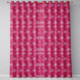 Dark Pink Snowflake Festive Winter Pattern Design Readymade Eyelet Ring Top Thermal 100% Blackout Curtains