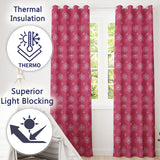 Dark Pink Snowflake Festive Winter Pattern Design Readymade Eyelet Ring Top Thermal 100% Blackout Curtains