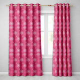 Dark Pink Snowflake Festive Winter Pattern Design Readymade Eyelet Ring Top Thermal 100% Blackout Curtains