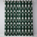 Knitted Nordic Snowflake Christmas Tree Seamless Pattern  Readymade Eyelet Ring Top Thermal 100% Blackout Curtains