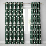 Knitted Nordic Snowflake Christmas Tree Seamless Pattern  Readymade Eyelet Ring Top Thermal 100% Blackout Curtains